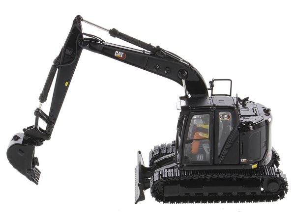 CAT Caterpillar 315 Track Type Hydraulic Excavator Special Black Finish with Operator "High Line" Series 1/50 Diecast Model by Diecast Masters - Image 3