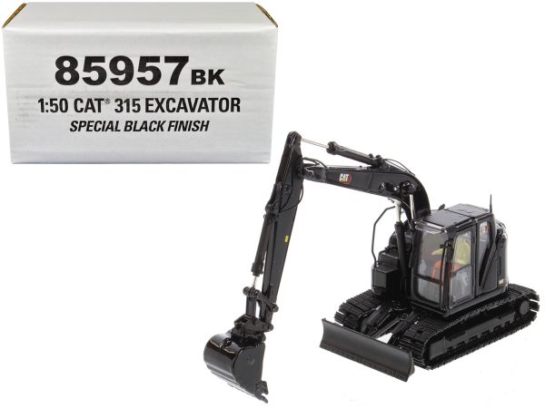 CAT Caterpillar 315 Track Type Hydraulic Excavator Special Black Finish with Operator "High Line" Series 1/50 Diecast Model by Diecast Masters - Image 5