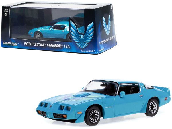 1979 Pontiac Firebird T/A Trans Am Atlantis Blue with Hood Phoenix 1/43 Diecast Model Car by Greenlight - Image 2