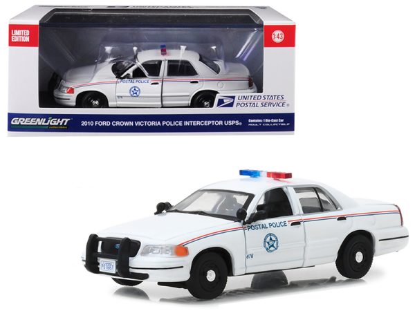 2010 Ford Crown Victoria Postal Police United States Postal Service (USPS) White 1/43 Diecast Model Car by Greenlight