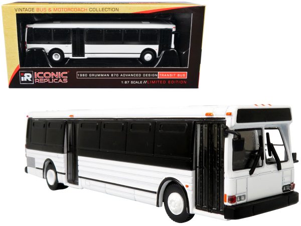 1980 Grumman 870 Advanced Design Transit Bus Plain White "Vintage Bus & Motorcoach Collection" 1/87 Diecast Model by Iconic Replicas - Image 3