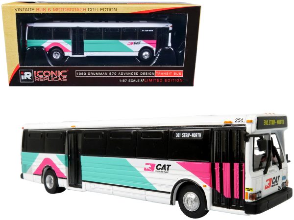 1980 Grumman 870 Advanced Design Transit Bus CAT (Citizens Area Transit) Las Vegas "301 Strip-North" "Vintage Bus & Motorcoach Collection" 1/87 Diecast Model by Iconic Replicas - Image 3