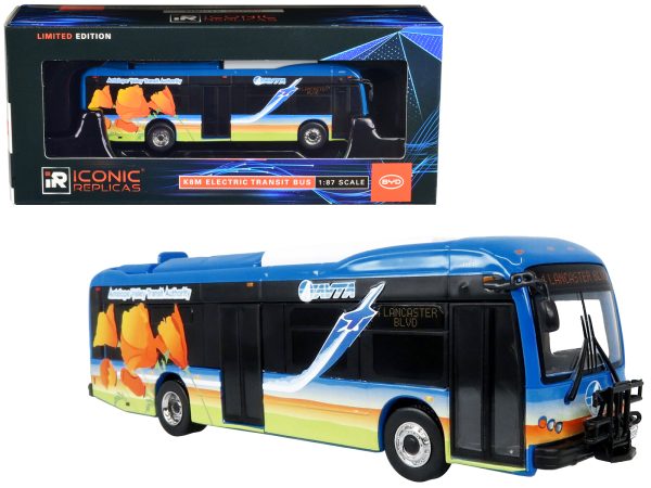 BYD K8M Electric Transit Bus Antelope Valley Transit Authority (AVTA) "4 Lancaster Blvd." Limited Edition 1/87 (HO) Diecast Model by Iconic Replicas - Image 3