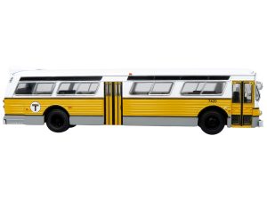 Flxible 53102 New Look Transit Bus "MBTA Boston" Yellow and White with Black Stripes "Vintage Bus & Motorcoach Collection" Limited Edition 1/87 (HO) Diecast Model by Iconic Replicas