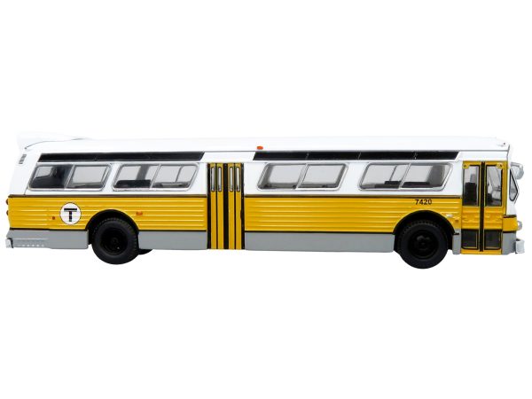Flxible 53102 New Look Transit Bus "MBTA Boston" Yellow and White with Black Stripes "Vintage Bus & Motorcoach Collection" Limited Edition 1/87 (HO) Diecast Model by Iconic Replicas