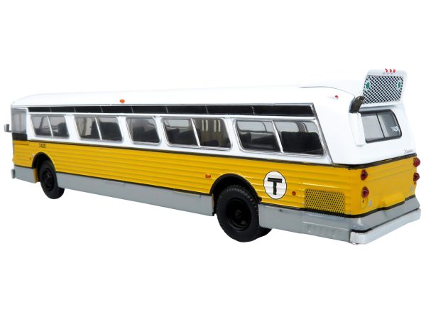 Flxible 53102 New Look Transit Bus "MBTA Boston" Yellow and White with Black Stripes "Vintage Bus & Motorcoach Collection" Limited Edition 1/87 (HO) Diecast Model by Iconic Replicas - Image 2