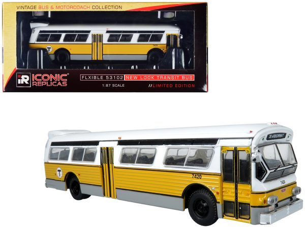 Flxible 53102 New Look Transit Bus "MBTA Boston" Yellow and White with Black Stripes "Vintage Bus & Motorcoach Collection" Limited Edition 1/87 (HO) Diecast Model by Iconic Replicas - Image 3