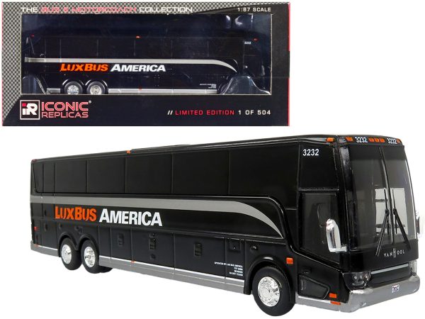 Van Hool TX45 Coach Bus "Lux Bus America" Black "The Bus & Motorcoach Collection" Limited Edition to 504 pieces Worldwide 1/87 (HO) Diecast Model by Iconic Replicas - Image 2