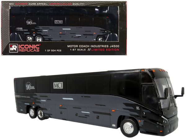MCI J4500 Coach Bus "MCI 90th Anniversary" Black and Gray "The Bus & Motorcoach Collection" Limited Edition to 504 pieces Worldwide 1/87 (HO) Diecast Model by Iconic Replicas - Image 3