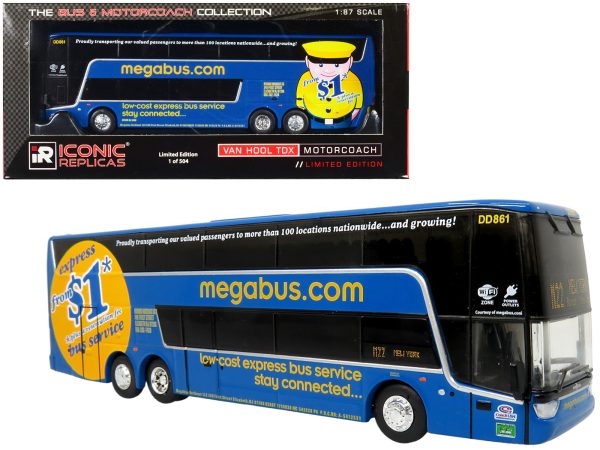 Van Hool TDX Double Decker Coach Bus "Megabus" "M22 Boston to New York" "The Bus & Motorcoach Collection" Limited Edition to 504 pieces Worldwide 1/87 (HO) Diecast Model by Iconic Replicas - Image 3