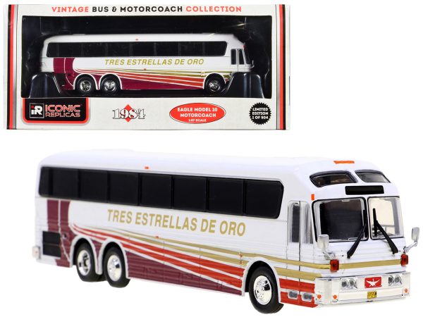 1984 Eagle Model 10 Motorcoach Bus "Tres Estrellas de Oro" White with Stripes "Vintage Bus & Motorcoach Collection" Limited Edition to 504 pieces Worldwide 1/87 (HO) Diecast Model by Iconic Replicas - Image 3