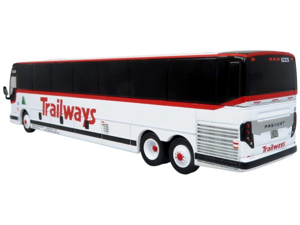 Prevost X3-45 Coach Bus "Trailways - Adirondack Transit Lines" White with Red Stripes Limited Edition 1/87 (HO) Diecast Model by Iconic Replicas - Image 2