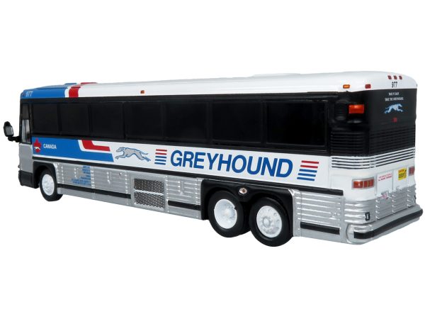 2001 MCI D4000 Coach Bus "Greyhound Canada" Blue and White with Red Stripes "Vintage Bus & Motorcoach Collection" Limited Edition to 504 pieces Worldwide 1/87 (HO) Diecast Model by Iconic Replicas - Image 2