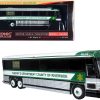 2001 MCI D4000 Coach Bus "Sheriff's Department County of Riverside" White and Green "Vintage Bus & Motorcoach Collection" Limited Edition to 504 pieces Worldwide 1/87 (HO) Diecast Model by Iconic Replicas - Image 3