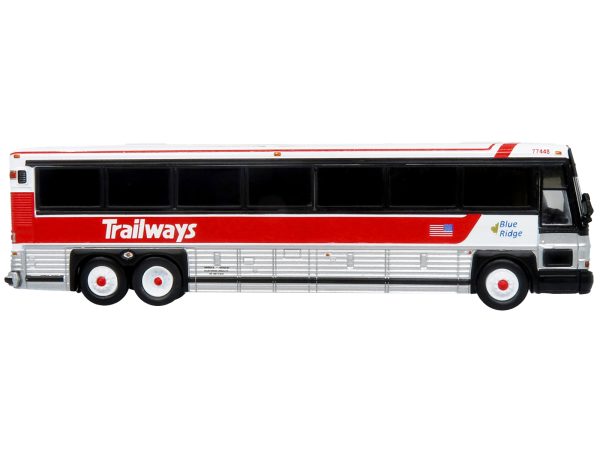 2001 MCI D4000 Coach Bus "Trailways - Blue Ridge" White and Red "Vintage Bus & Motorcoach Collection" Limited Edition to 504 pieces Worldwide 1/87 (HO) Diecast Model by Iconic Replicas - Image 2