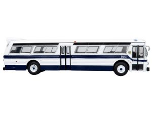 Flxible 53102 New Look Transit Bus "MTA New York City" White with Blue Stripes Limited Edition 1/87 (HO) Diecast Model by Iconic Replicas