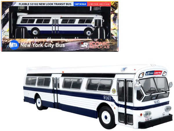 Flxible 53102 New Look Transit Bus "MTA New York City" White with Blue Stripes Limited Edition 1/87 (HO) Diecast Model by Iconic Replicas - Image 3