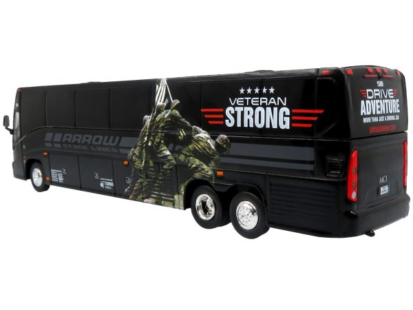 MCI J4500 Coach Bus "Arrow Stage Lines - Veteran Strong" Black "The Bus & Motorcoach Collection" Limited Edition to 504 pieces Worldwide 1/87 (HO) Diecast Model by Iconic Replicas - Image 2