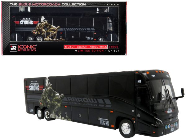 MCI J4500 Coach Bus "Arrow Stage Lines - Veteran Strong" Black "The Bus & Motorcoach Collection" Limited Edition to 504 pieces Worldwide 1/87 (HO) Diecast Model by Iconic Replicas - Image 3