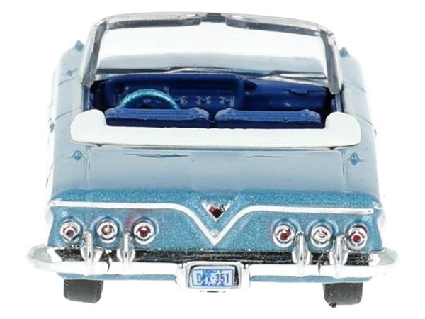 1961 Chevrolet Impala Convertible Jewel Blue Metallic and White with Blue Interior 1/87 (HO) Scale Diecast Model Car by Oxford Diecast - Image 3