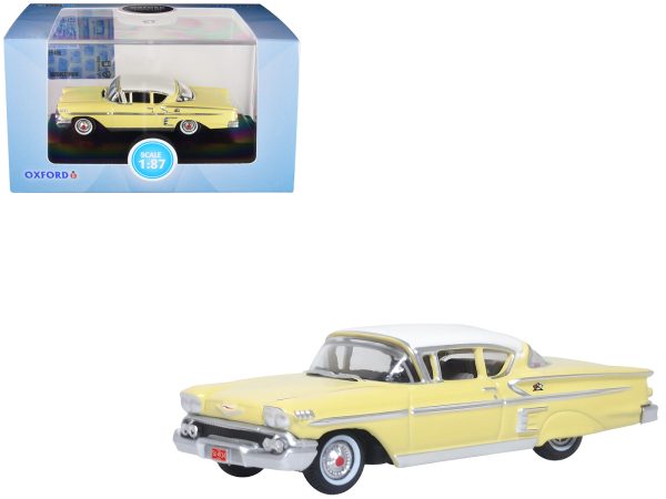 1958 Chevrolet Impala Sport Colonial Cream with Snowcrest White Top 1/87 (HO) Scale Diecast Model Car by Oxford Diecast - Image 4