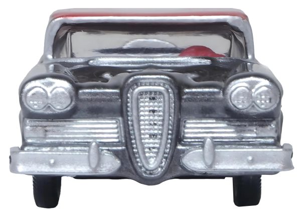 1958 Edsel Citation Silver Gray Metallic with Ember Red Top and Red Interior 1/87 (HO) Scale Diecast Model Car by Oxford Diecast - Image 2