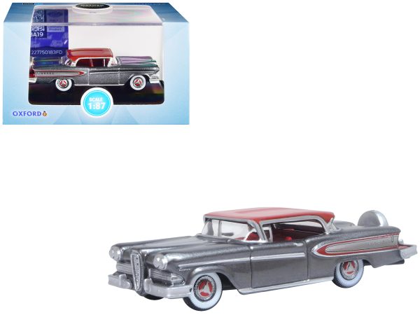 1958 Edsel Citation Silver Gray Metallic with Ember Red Top and Red Interior 1/87 (HO) Scale Diecast Model Car by Oxford Diecast - Image 4