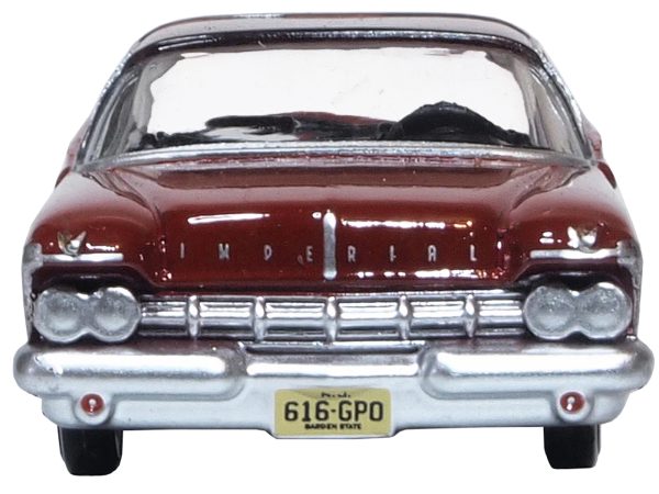 1959 Chrysler Imperial Crown 2 Door Hardtop Radiant Red with Black Top 1/87 (HO) Scale Diecast Model Car by Oxford Diecast - Image 3