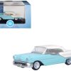 1957 Oldsmobile 88 Convertible (Top-Up) Banff Blue and Alcan White with White 1/87 (HO) Scale Diecast Model Car by Oxford Diecast - Image 3