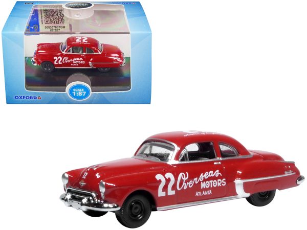1949 Oldsmobile Rocket 88 Coupe #22 "Overseas Motors Atlanta" Red 1/87 (HO) Scale Diecast Model Car by Oxford Diecast - Image 2
