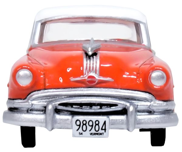 1954 Pontiac Chieftain 4 Door Coral Red with Winter White Top 1/87 (HO) Scale Diecast Model Car by Oxford Diecast - Image 3