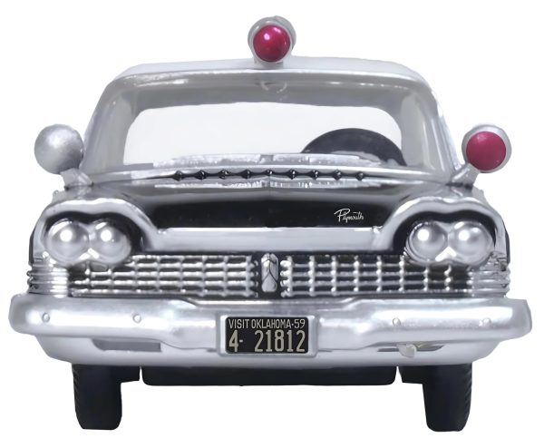 1959 Plymouth Savoy Black and White "Oklahoma Highway Patrol" 1/87 (HO) Scale Diecast Model Car by Oxford Diecast - Image 3
