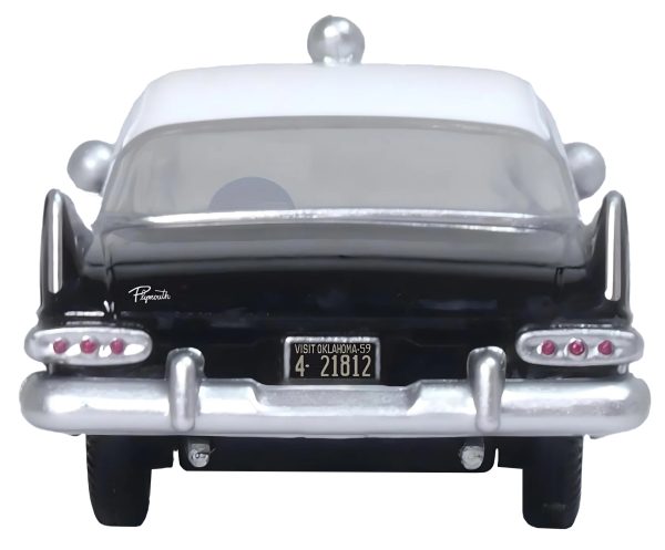 1959 Plymouth Savoy Black and White "Oklahoma Highway Patrol" 1/87 (HO) Scale Diecast Model Car by Oxford Diecast - Image 2