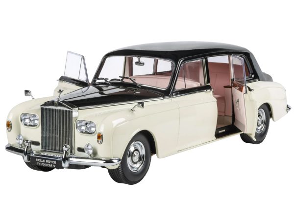 1965 Rolls Royce Phantom V Duotone Ivory White and Mason's Black 1/18 Diecast Model Car by Paragon Models - Image 2