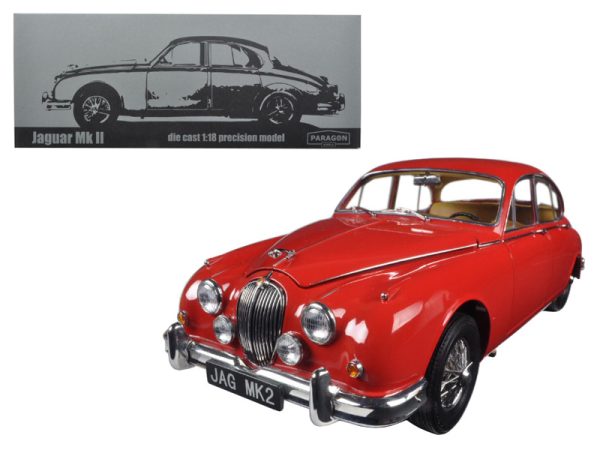 1962 Jaguar Mark 2 3.8 Carmen Red Left Hand Drive 1/18 Diecast Model Car by Paragon