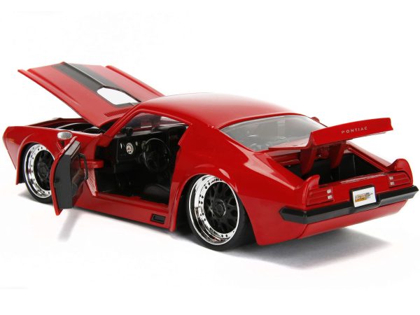 1972 Pontiac Firebird Red with Black Hood Stripe "Bigtime Muscle" Series 1/24 Diecast Model Car by Jada - Image 3