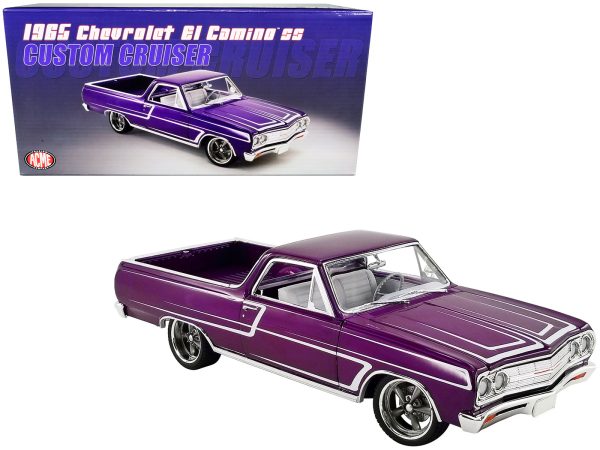 1965 Chevrolet El Camino SS "Custom Cruiser" Purple Metallic with White Graphics Limited Edition to 678 pieces Worldwide 1/18 Diecast Model Car by ACME - Image 3