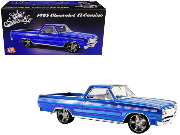 1965 Chevrolet El Camino Custom Laser Blue Metallic with Graphics "Southern Kings Customs" Limited Edition to 222 pieces Worldwide 1/18 Diecast Model Car by ACME - Image 4