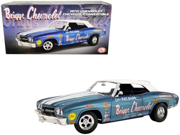 1970 Chevrolet Chevelle Convertible Blue Metallic with White Stripes "Briggs Chevrolet" Drag Car Limited Edition to 774 pieces Worldwide 1/18 Diecast Model Car by ACME - Image 3