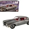 1970 Chevrolet Chevelle LS6 Shadow Gray with Black Stripes and Red Interior Limited Edition to 678 pieces Worldwide 1/18 Diecast Model Car by ACME - Image 4