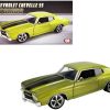 1970 Chevrolet Chevelle SS Restomod Citrus Green Metallic with Black Stripes Limited Edition to 318 pieces Worldwide 1/18 Diecast Model Car by ACME - Image 3