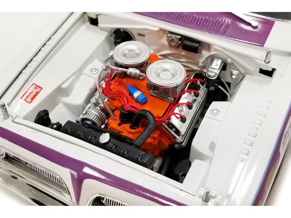 1968 Plymouth Barracuda Purple Metallic and White "Billy the Kid" Limited Edition to 822 pieces Worldwide 1/18 Diecast Model Car by ACME - Image 3