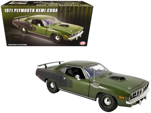 1971 Plymouth Hemi Barracuda Ivy Green with Black Graphics Limited Edition to 342 pieces Worldwide 1/18 Diecast Model Car by ACME - Image 4