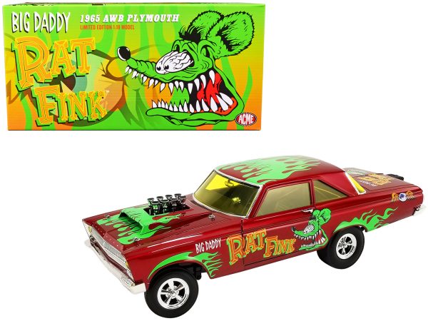 1965 Plymouth AWB (Altered Wheel Base) "Big Daddy Rat Fink" Red Metallic with Graphics Limited Edition to 900 pieces Worldwide 1/18 Diecast Model Car by ACME - Image 5