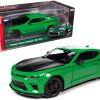 2017 Chevrolet Nickey Camaro SS 1LE Krypton Green with Matt Black Hood and Black Stripes 1/18 Diecast Model Car by Auto World - Image 5