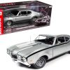 1968 Oldsmobile Cutlass "Hurst" Peruvian Silver Metallic with Black Stripes "Muscle Car & Corvette Nationals" (MCACN) 1/18 Diecast Model Car by Auto World