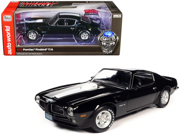 1972 Pontiac Firebird T/A Trans Am Starlight Black with White Stripes "Class of 1972" "American Muscle" Series 1/18 Diecast Model Car by Auto World - Image 5