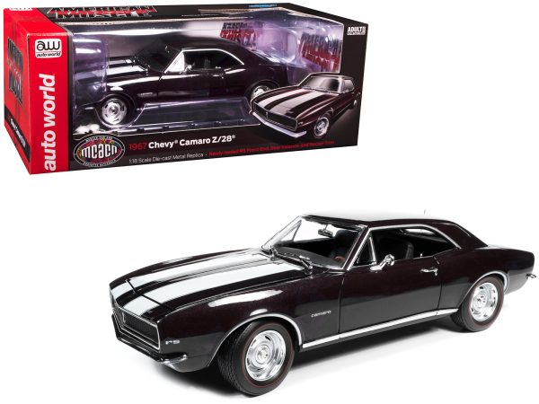 1967 Chevrolet Camaro Z/28 Royal Plum with White Stripes "Muscle Car & Corvette Nationals" (MCACN) 1/18 Diecast Model Car by Auto World - Image 4
