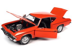 1969 Chevrolet "Nickey" Chevelle Hugger Orange with Black Stripes "Muscle Car & Corvette Nationals" (MCACN) 1/18 Diecast Model Car by Auto World