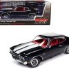 1970 Chevrolet Chevelle SS Tuxedo Black with White Stripes and Red Interior "Hemmings Muscle Machines Magazine Cover Car" (May 2011) "American Muscle" Series 1/18 Diecast Model Car by Auto World - Image 4